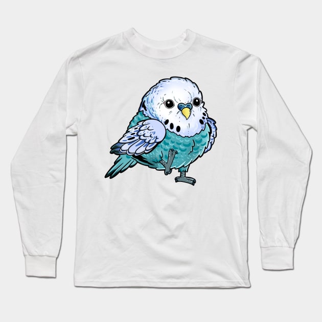 Blue Budgie - Birb Gift for Bird Lovers and Pet Owners Long Sleeve T-Shirt by Holymayo Tee